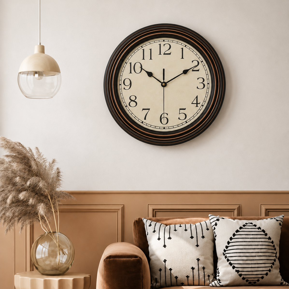Retro Wooden Wall Clock Silent Quartz Classic Living Room | Belvoka