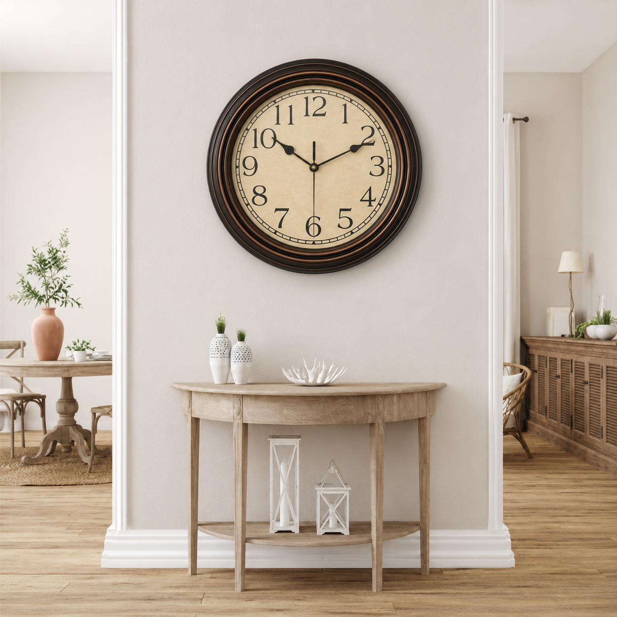 Retro Wooden Wall Clock Silent Quartz Classic Living Room | Belvoka