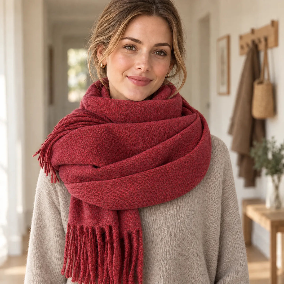 Reversible Fringed Winter Scarf