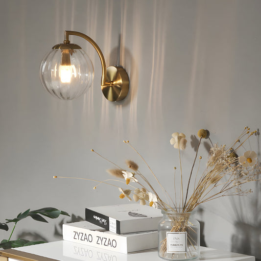 Ribbed Glass Globe Wall Sconce Nordic Style | Globelle