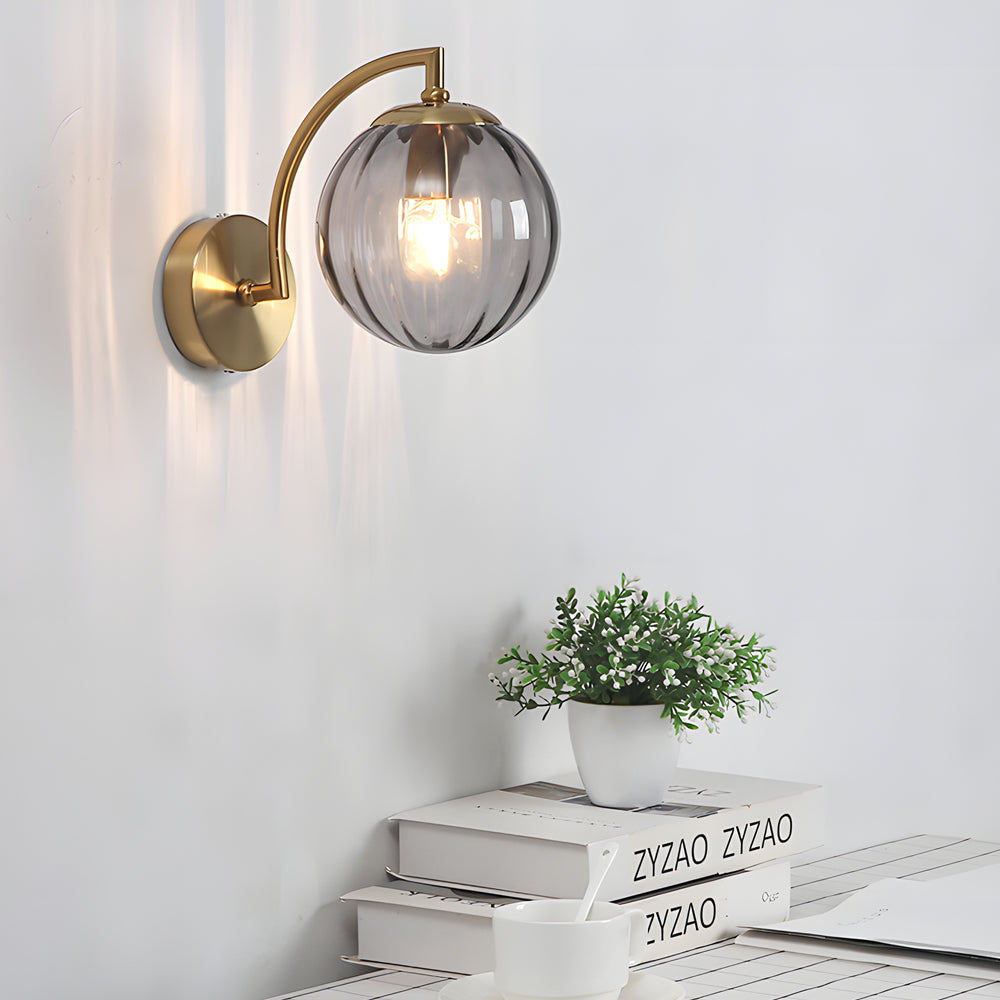 Ribbed Glass Globe Wall Sconce Nordic Style | Globelle
