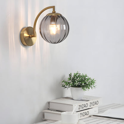 Ribbed Glass Globe Wall Sconce Nordic Style | Globelle