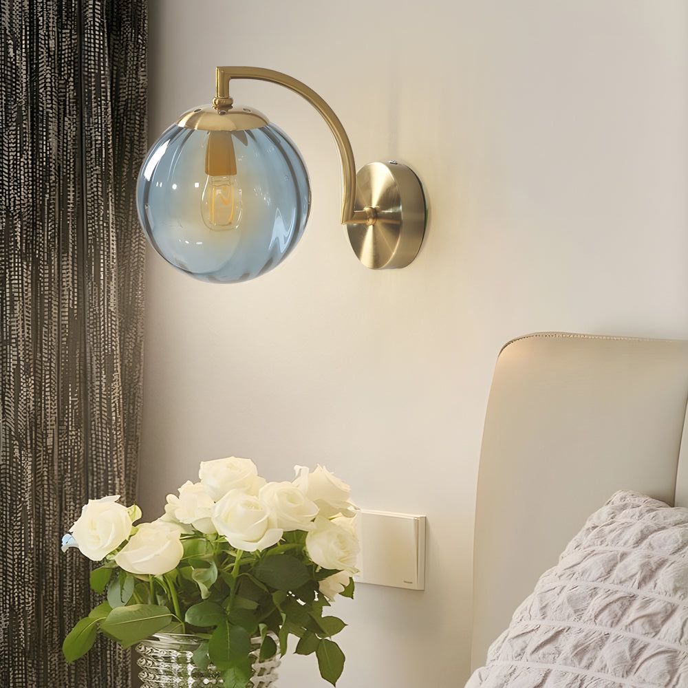 Ribbed Glass Globe Wall Sconce Nordic Style | Globelle