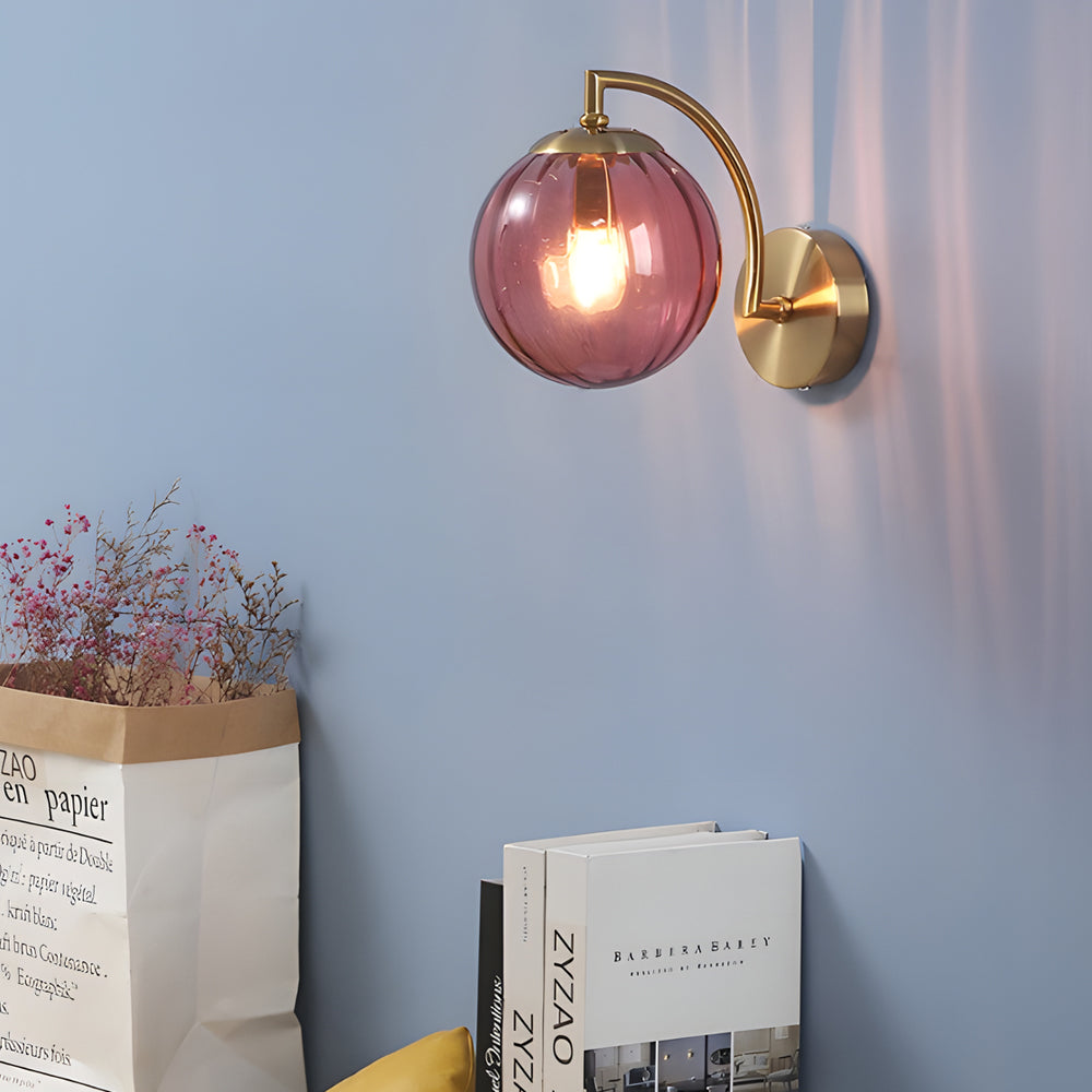 Ribbed Glass Globe Wall Sconce Nordic Style | Globelle