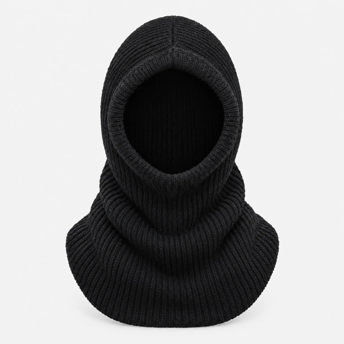 Ribbed Knit Hooded Balaclava Hat