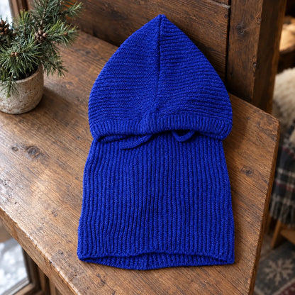 Ribbed Knit Hooded Balaclava Hat