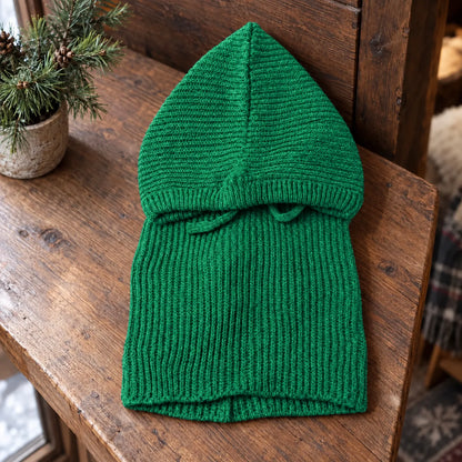 Ribbed Knit Hooded Balaclava Hat