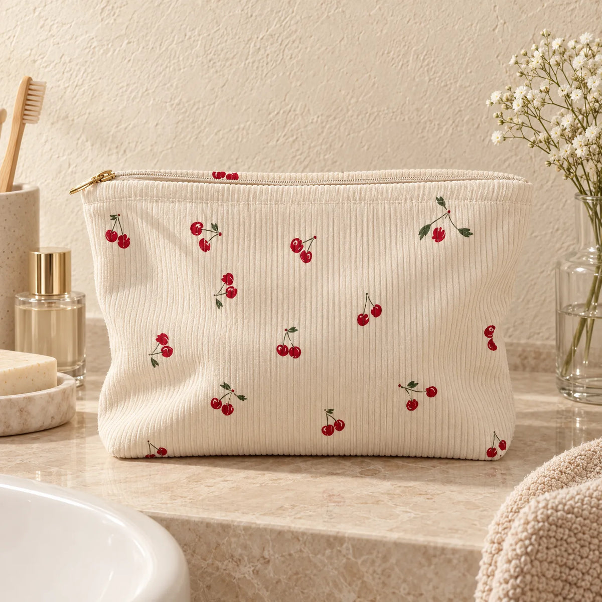Ribbed Makeup Travel Bag