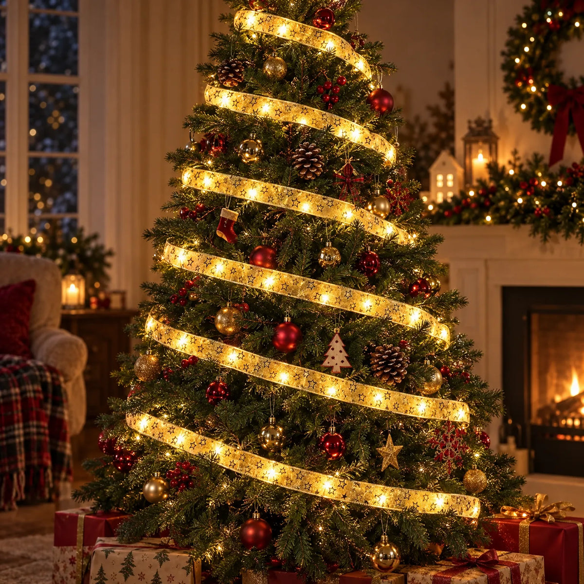 Ribbon Christmas Fairy String Lights