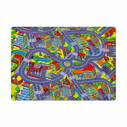 Road Pattern Kids Play Mat Modern Indoor Play Area Rug | Malvero