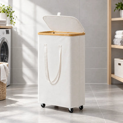 Rolling Rectangular Fabric Laundry Basket