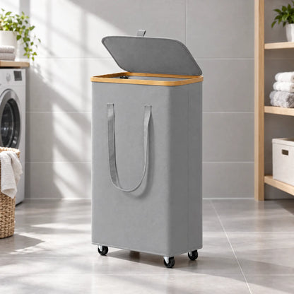 Rolling Rectangular Fabric Laundry Basket