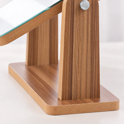 Rotating Vanity Mirror with Wooden Stand