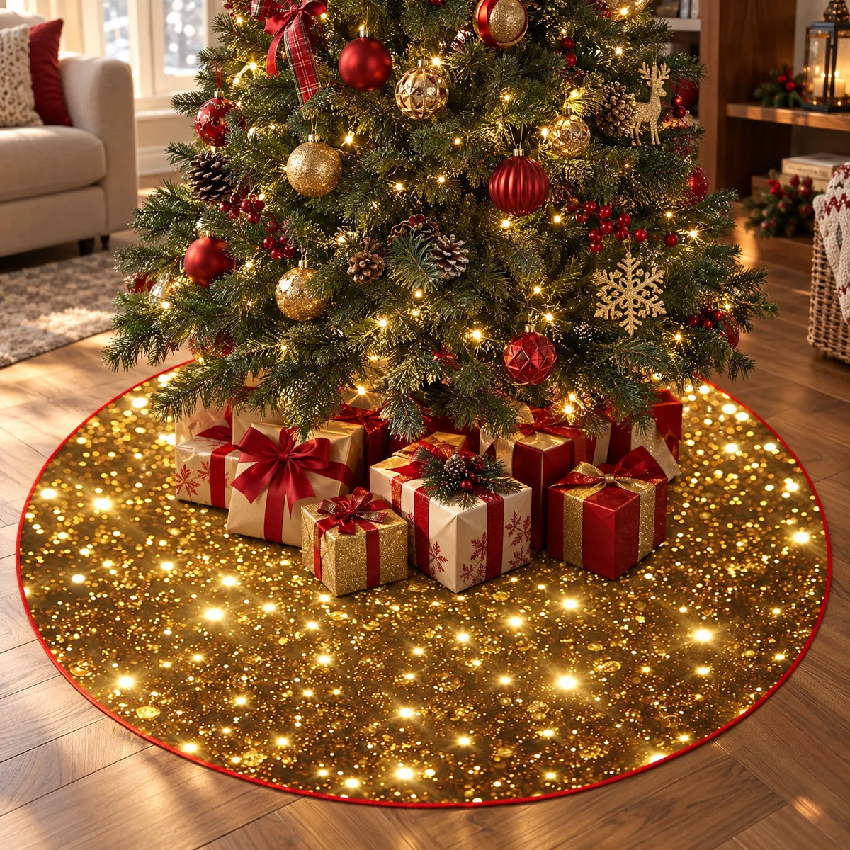 Round Christmas Tree Skirt Cover