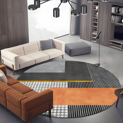 Round Geometric Pattern Glam Area Rug Contemporary Decor | Elvoria
