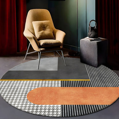 Round Geometric Pattern Glam Area Rug Contemporary Decor | Elvoria