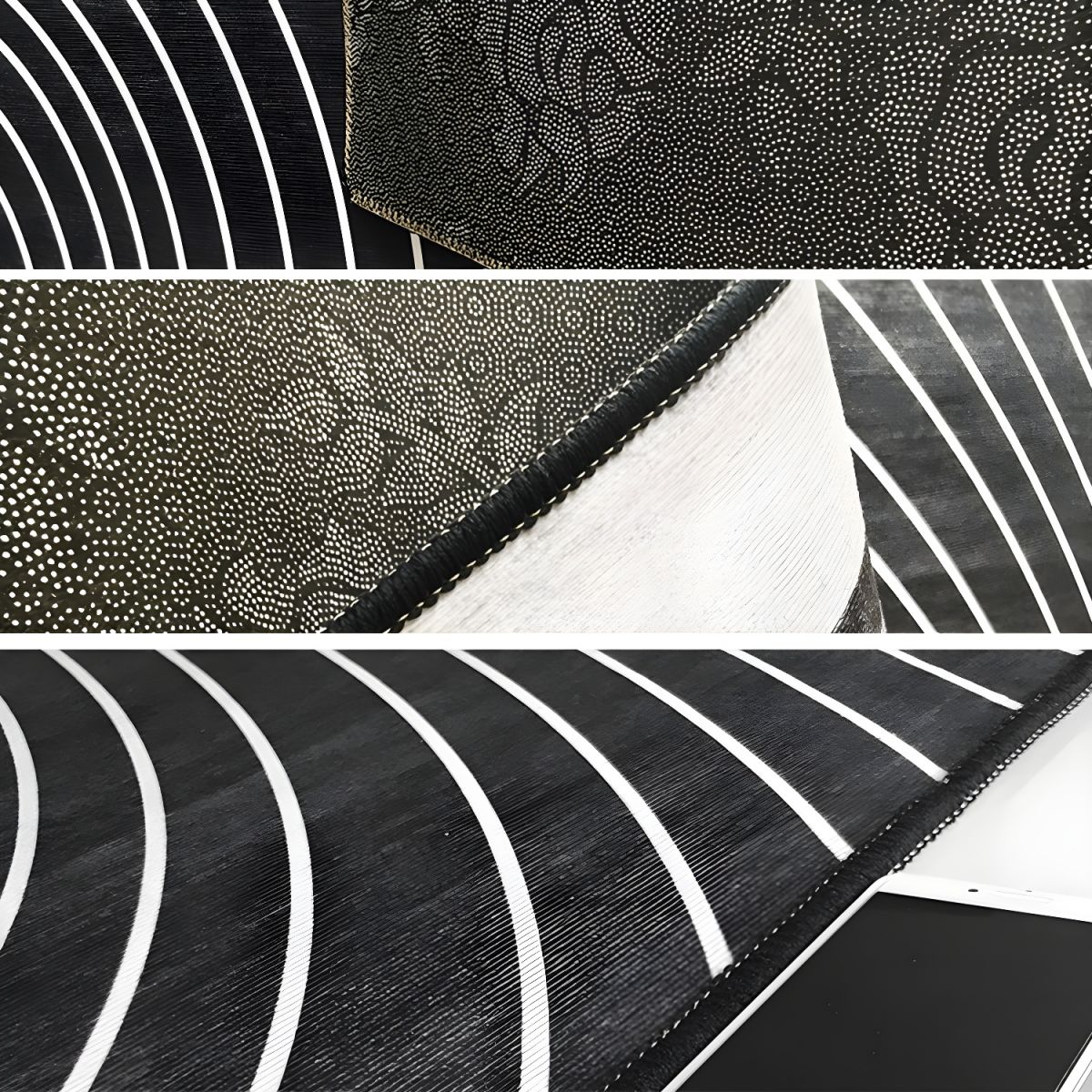 Round Geometric Pattern Modern Glam Polyester Rug | Tavrino