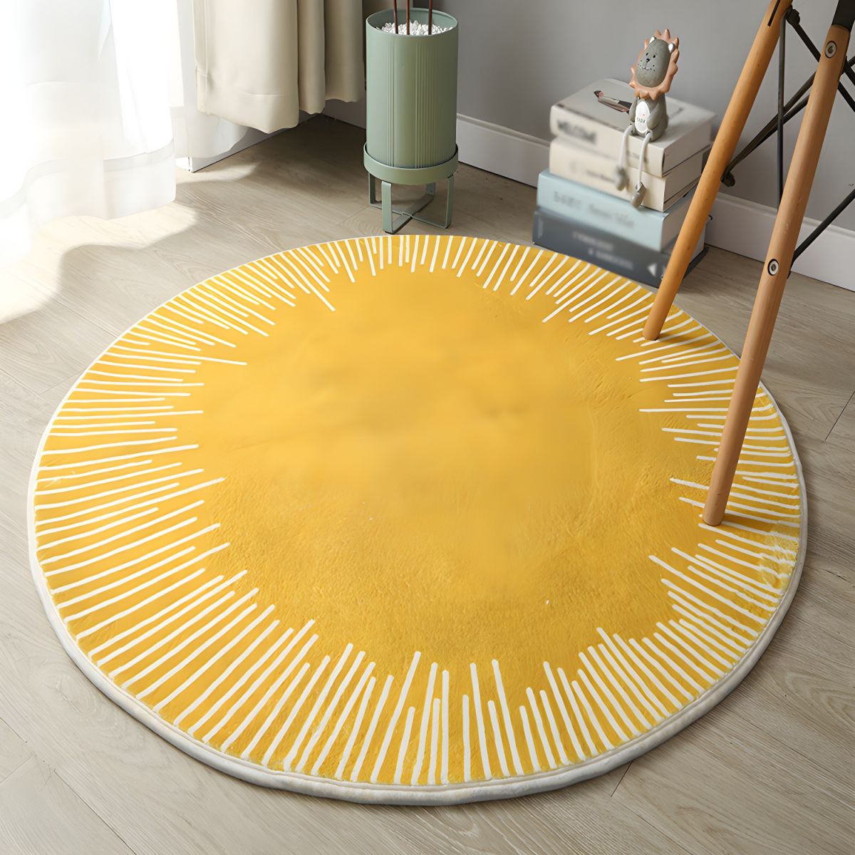 Round Geometric Polyester Area Rug Anti Slip Modern | Velthora