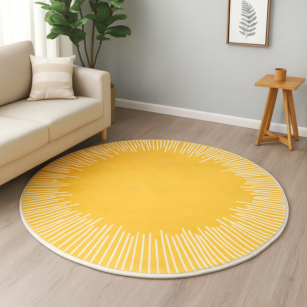 Round Geometric Polyester Area Rug Anti Slip Modern | Velthora