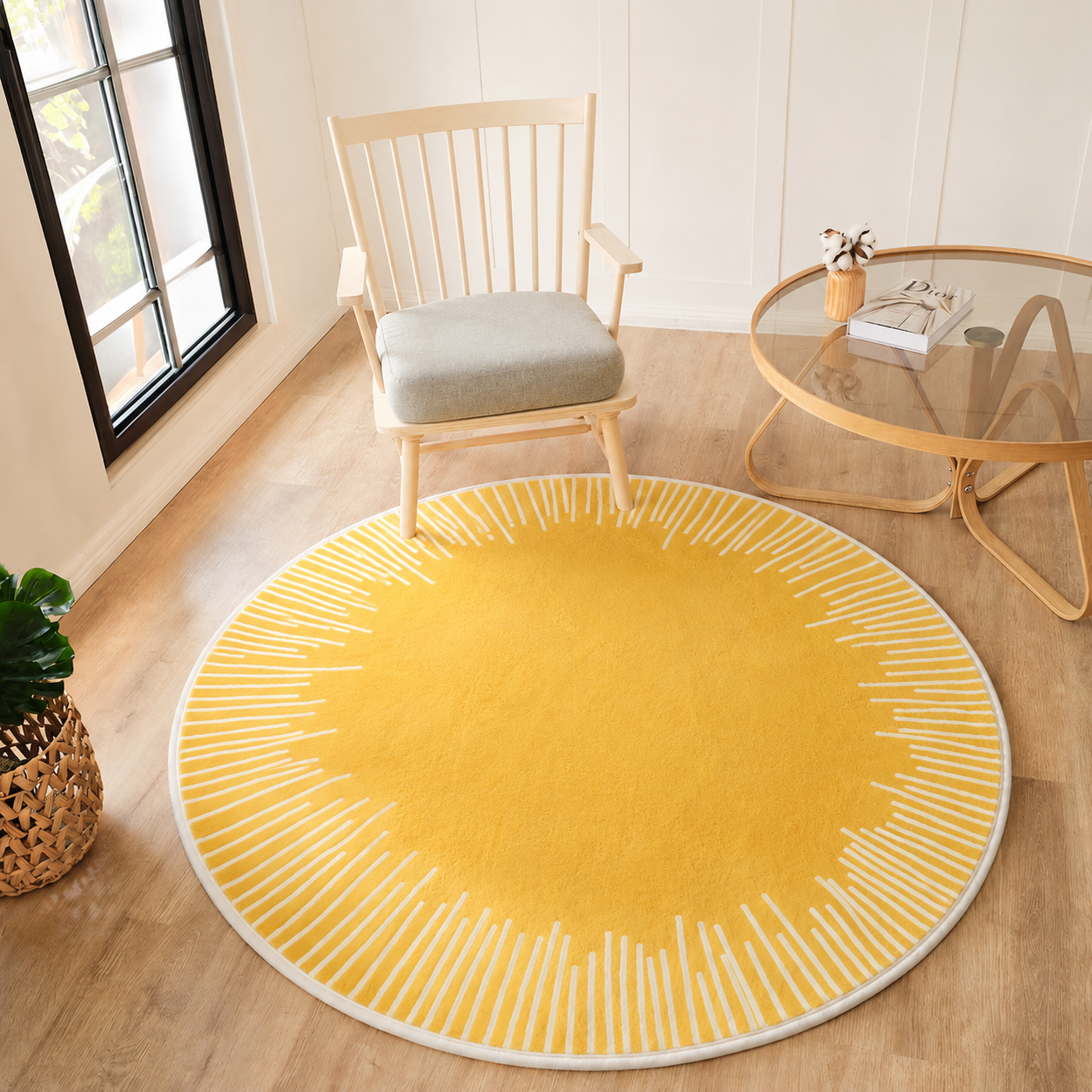 Round Geometric Polyester Area Rug Anti Slip Modern | Velthora