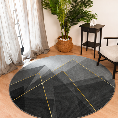 Round Geometric Polyester Rug for Modern Living | Maelora