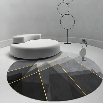 Round Geometric Polyester Rug for Modern Living | Maelora