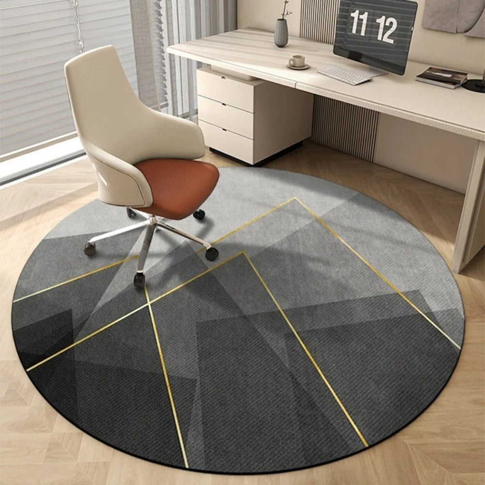 Round Geometric Polyester Rug for Modern Living | Maelora