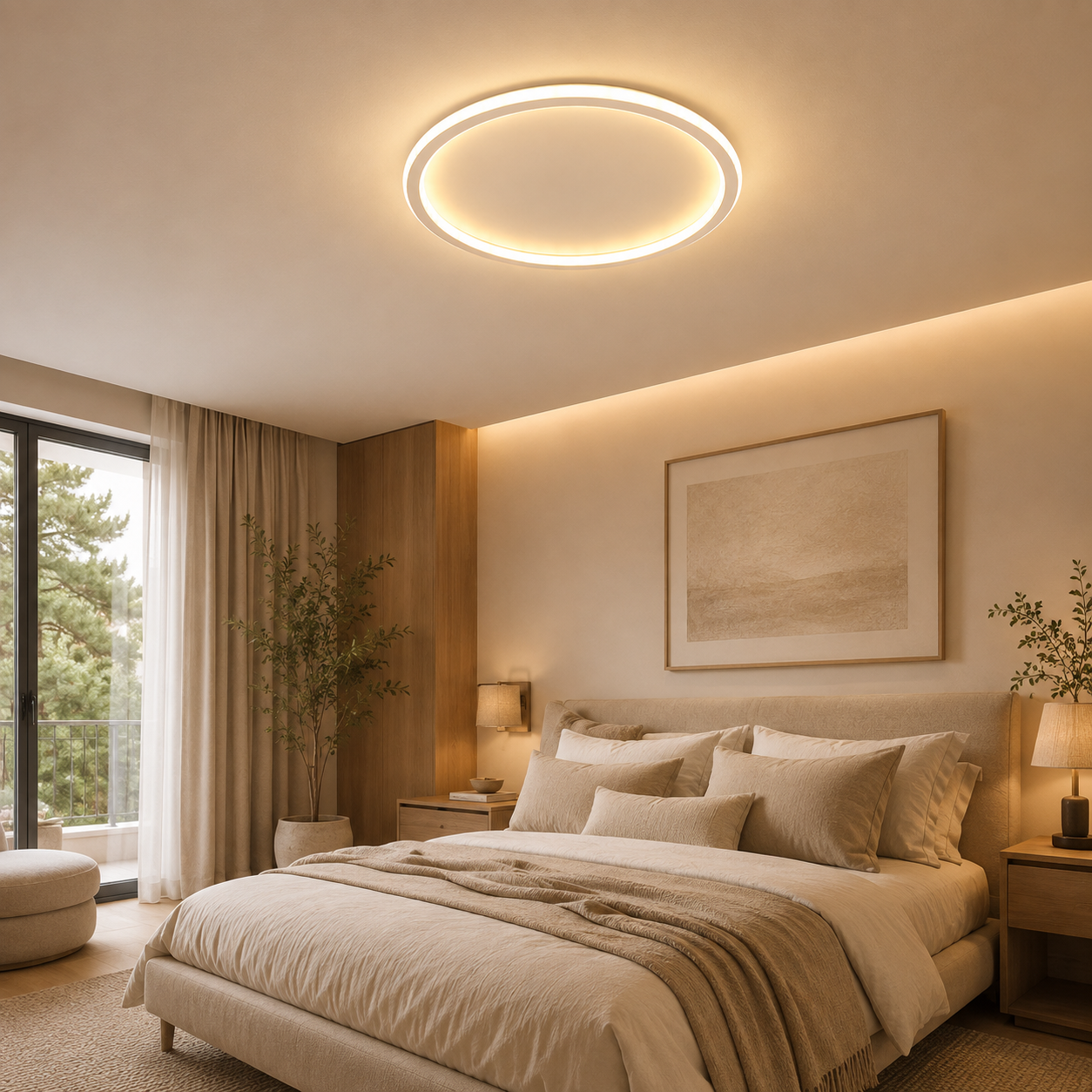 Round LED Ceiling Light – Scandinavian Flush Mount Ceiling Lamp
