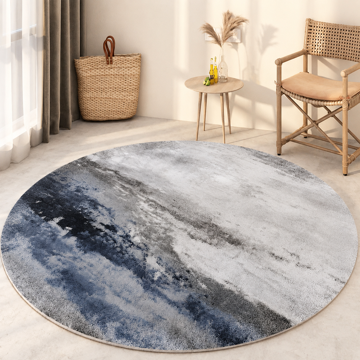 Round Lambswool Rug Nordic Abstract Soft Pet Friendly | Korvelle