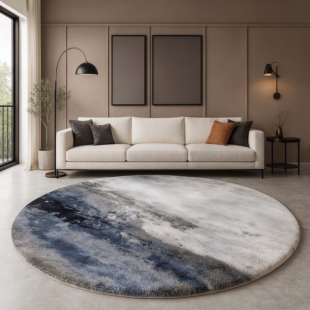 Round Lambswool Rug Nordic Abstract Soft Pet Friendly | Korvelle