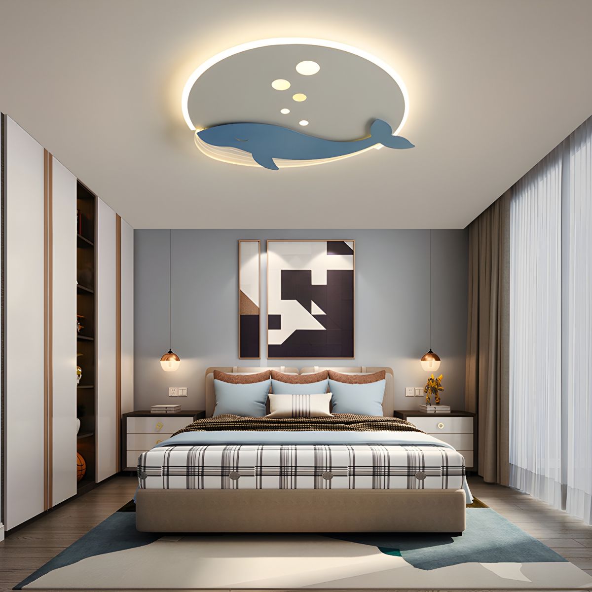 Round Metal Scandinavian Kids Ceiling Light | Tarvone