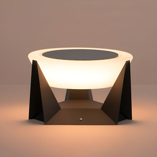 Round Metal Solar Outdoor Pillar Light | Gorvico