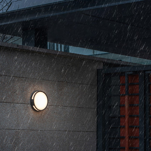 Round Outdoor LED Wall Light Modern Metal Design | Quorix
