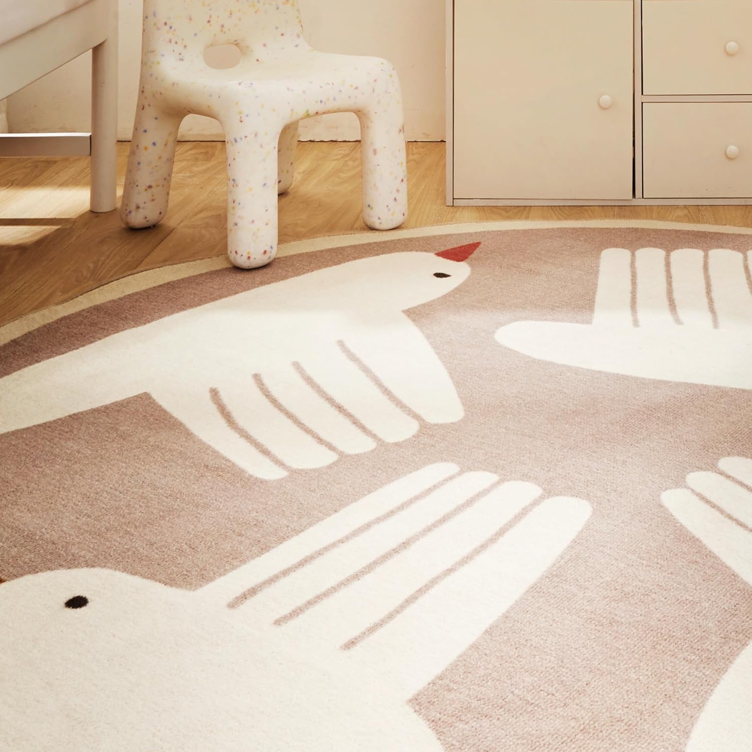Round Play Mat Washable Polypropylene Rug for Playroom | Luneris