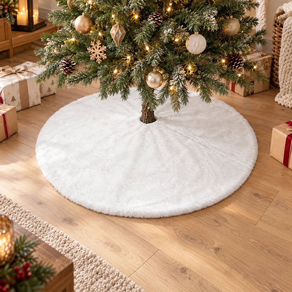 Round Plush Christmas Tree Skirt