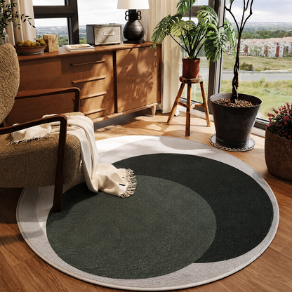 Round Polyester Anti Slip Rug with Circle Design | Norvelle