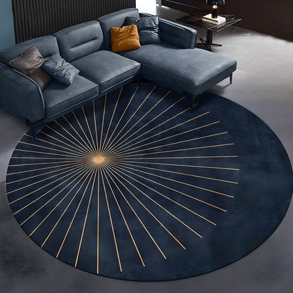 Round Polyester Rug Radiating Lines Modern Glam | Brevani