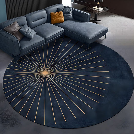 Round Polyester Rug Radiating Lines Modern Glam | Brevani