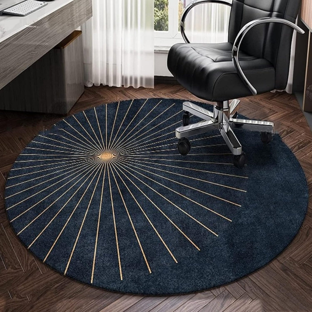 Round Polyester Rug Radiating Lines Modern Glam | Brevani