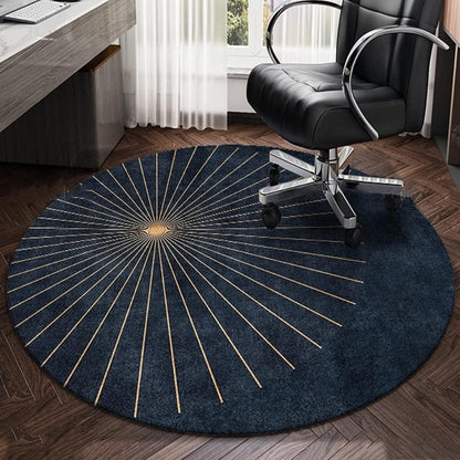 Round Polyester Rug Radiating Lines Modern Glam | Brevani
