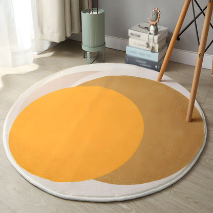 Round Polyester Rug with Anti Slip Overlapping Circles | Marenda