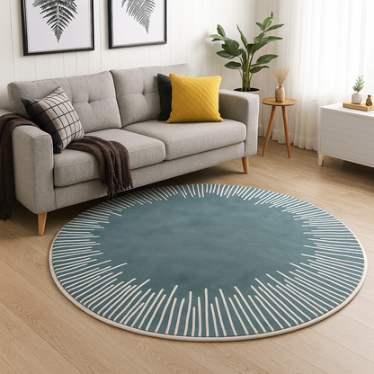 Round Polyester Rug with Geometric Anti Slip Design | Norvent