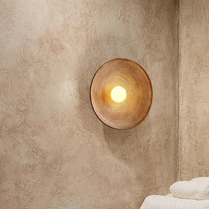 Round Resin Retro Japandi Wall Sconce Light Fixture | Hikaria