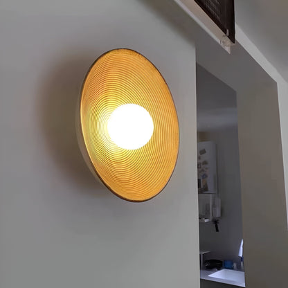 Round Resin Retro Japandi Wall Sconce Light Fixture | Hikaria