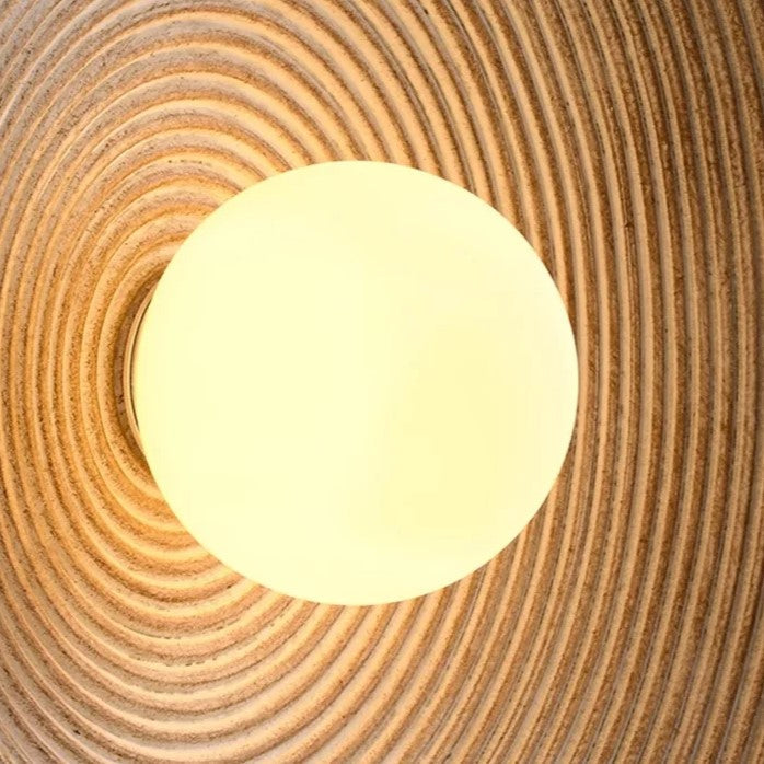 Round Resin Retro Japandi Wall Sconce Light Fixture | Hikaria