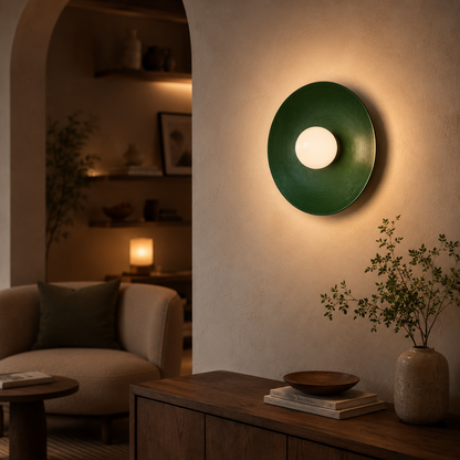 Round Resin Retro Japandi Wall Sconce Light Fixture | Hikaria