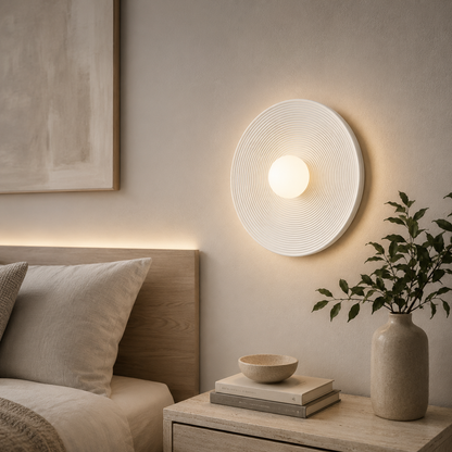 Round Resin Retro Japandi Wall Sconce Light Fixture | Hikaria