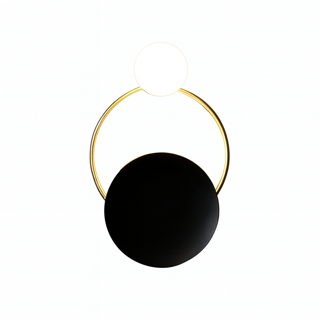 Round Vintage Black and Gold Metal LED Wall Light | Wallora