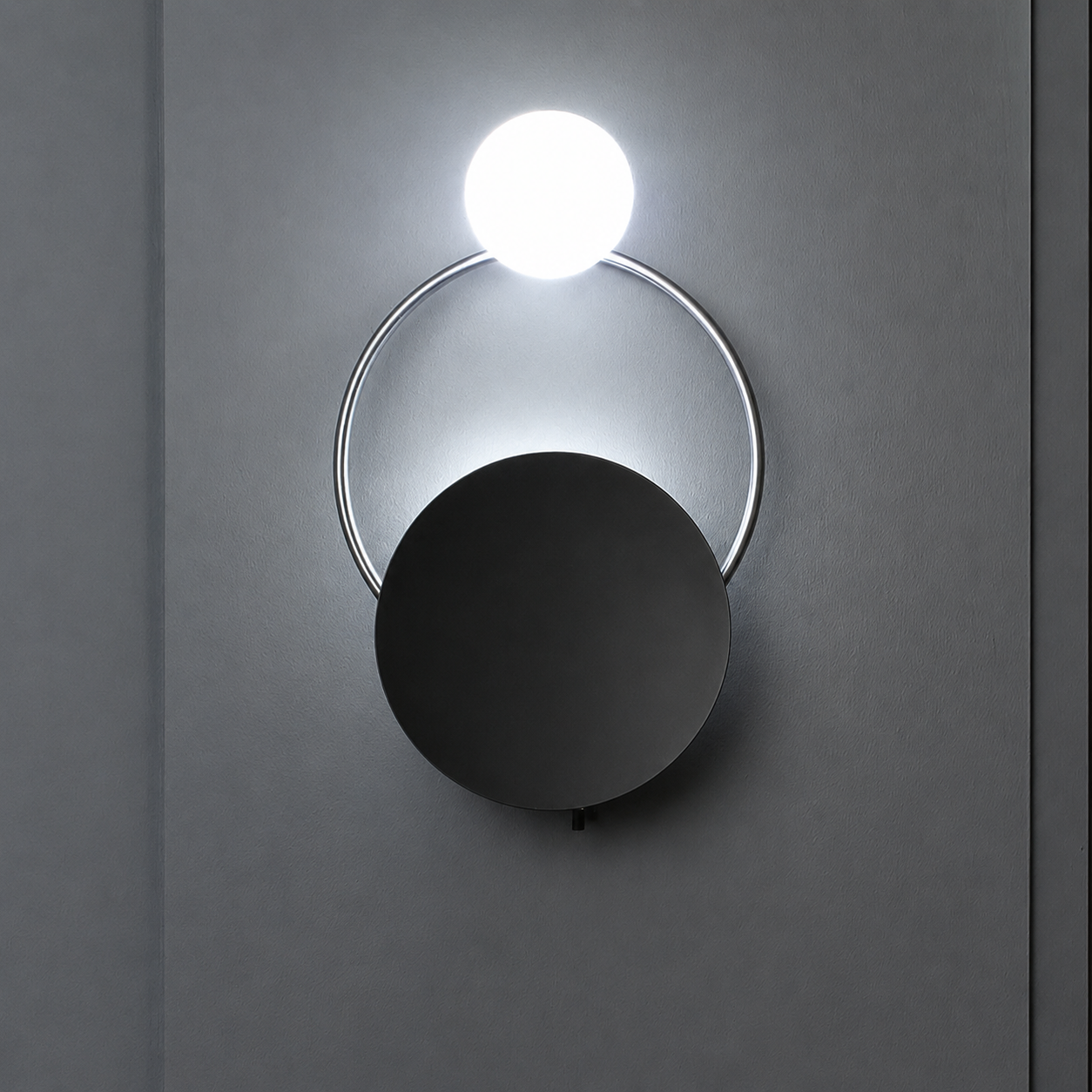 Round Vintage Black and Gold Metal LED Wall Light | Wallora
