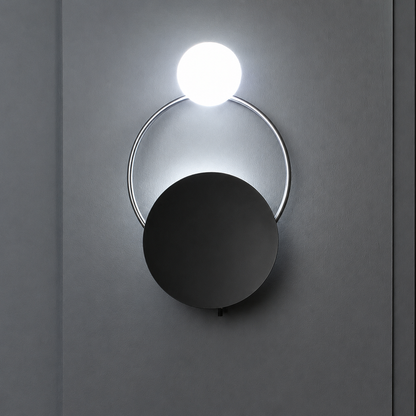Round Vintage Black and Gold Metal LED Wall Light | Wallora
